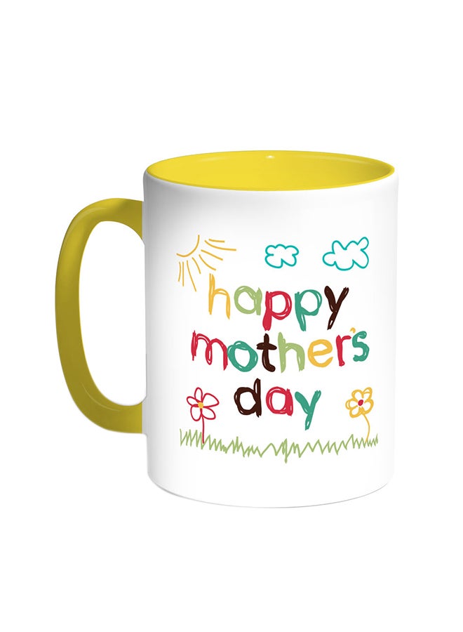 Decalac Happy Mother's Day Printed Coffee Mug Yellow/White