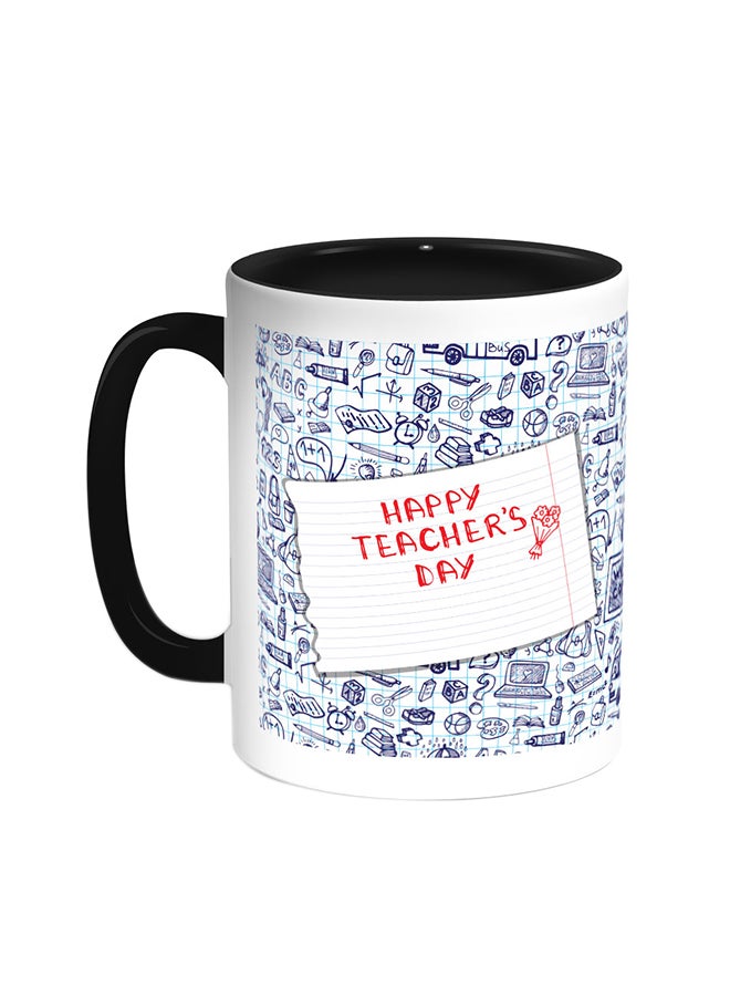 ديكالاك قدح قهوة - هابي تيتشرز داي أسود/ أبيض