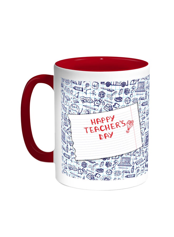 ديكالاك قدح قهوة - هابي تيتشرز داي أحمر/أبيض