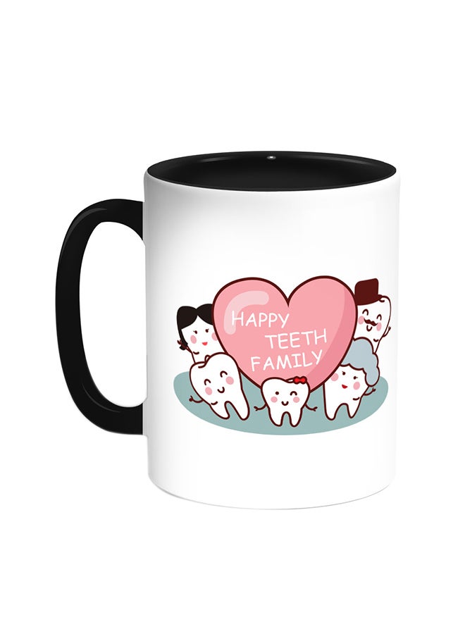 Decalac Happy Teeth Family Printed Coffee Mug Black/White