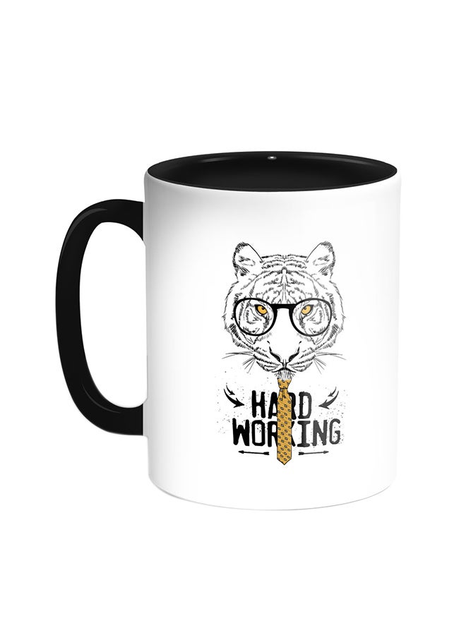 Decalac - Hard Working Printed Coffee Mug Black/White - Image 1