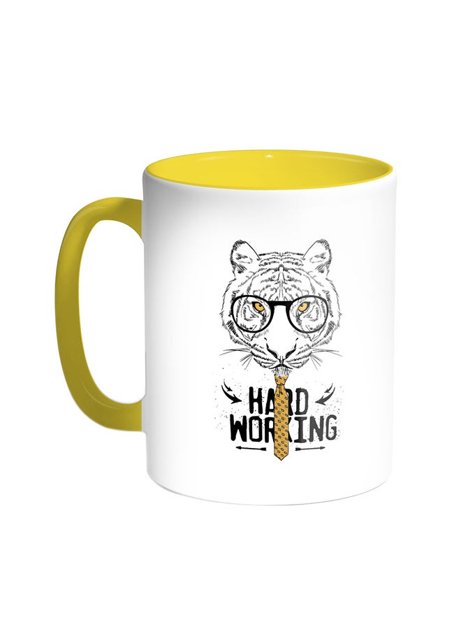 ديكالاك قدح قهوة - هارد وركينج أصفر/ابيض