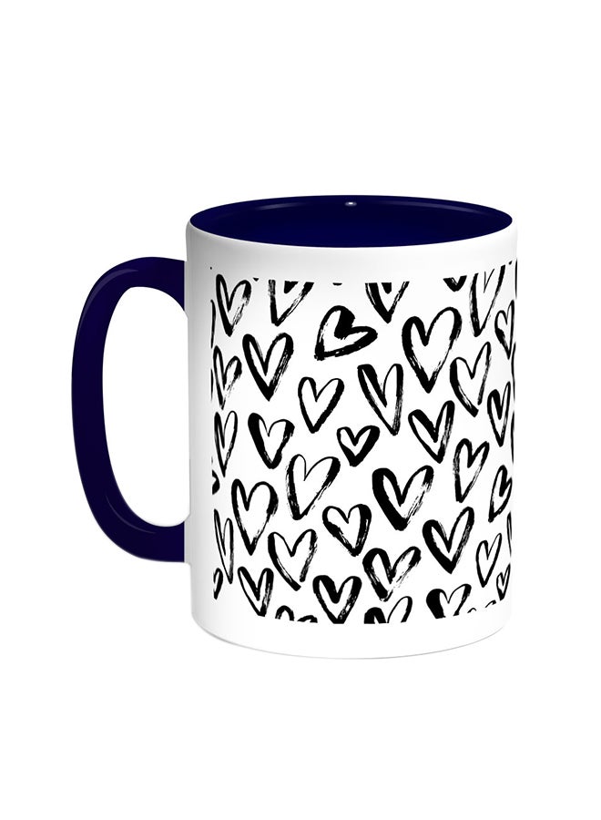 Hearts Printed Coffee Mug Blue/White