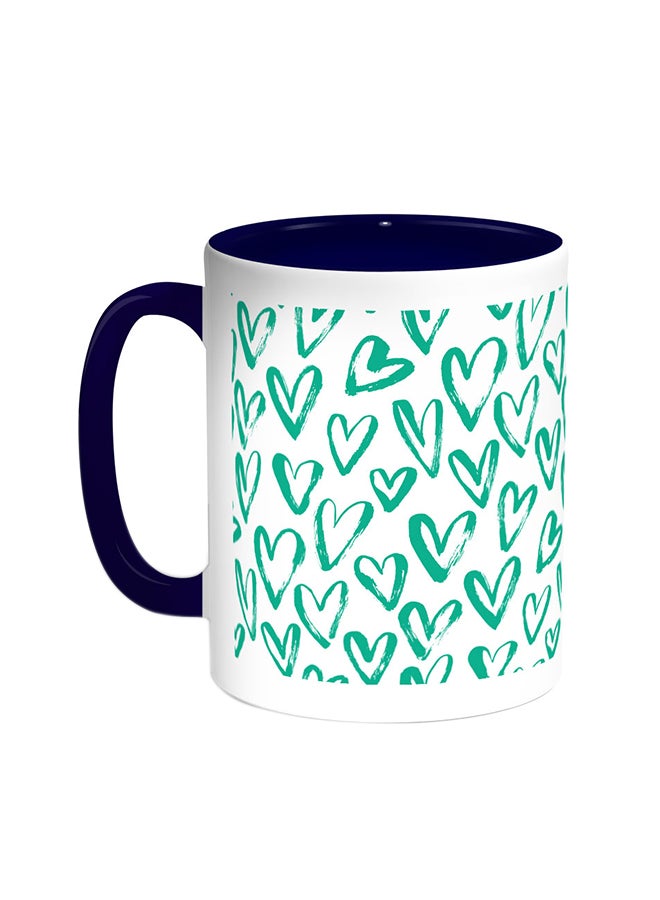 Hearts Printed Coffee Mug Blue/White