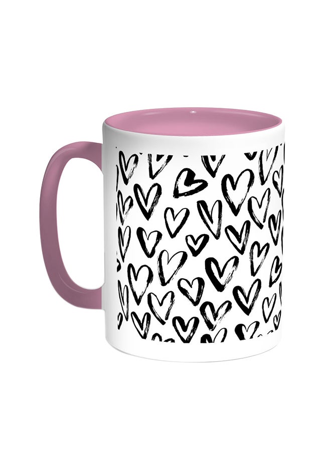 Hearts Printed Coffee Mug Pink/White