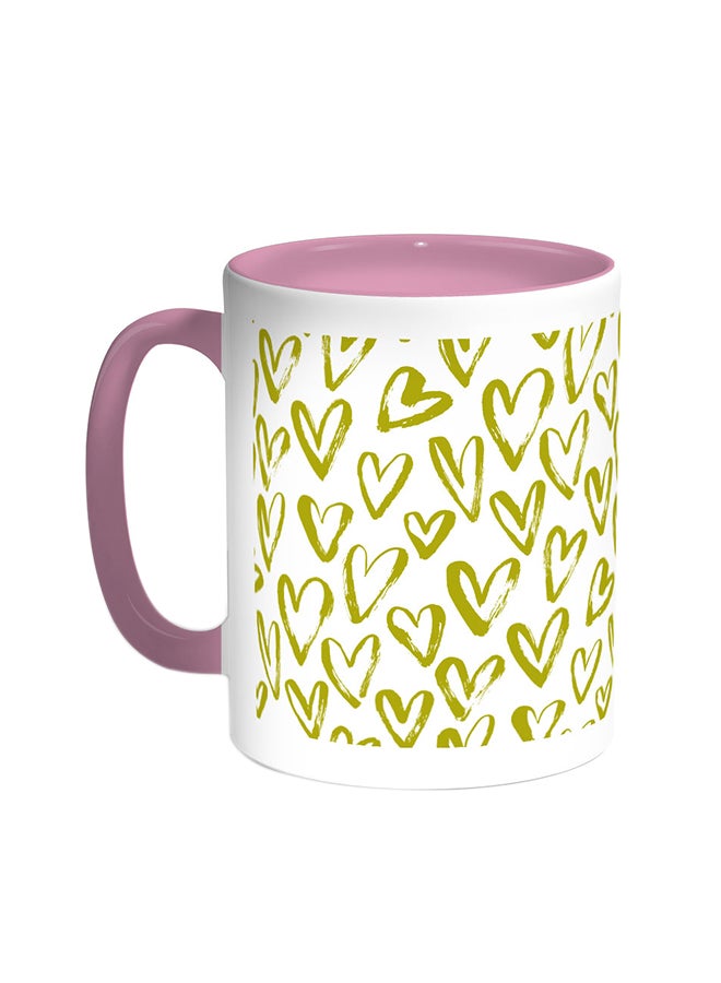 Decalac Hearts Printed Coffee Mug Pink/White