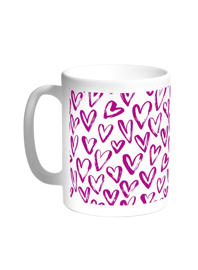 ديكالاك قدح قهوة - رسومات قلوب أبيض