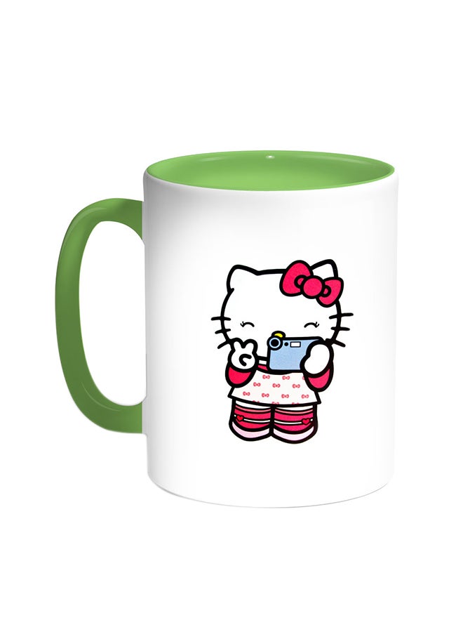 ديكالاك قدح قهوة - هالو كيتي أخضر/أبيض