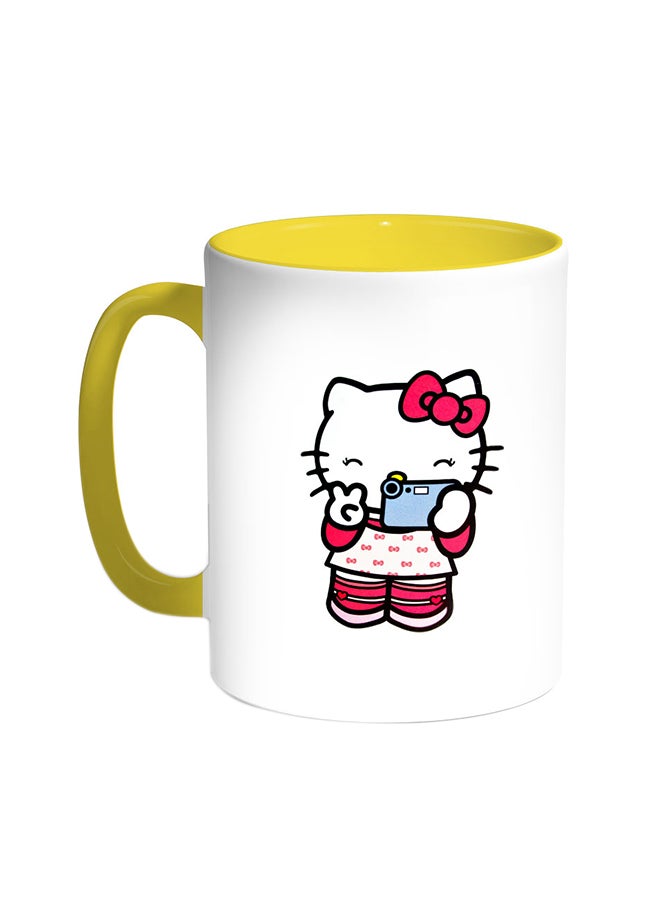 ديكالاك قدح قهوة - هالو كيتي أصفر/ابيض