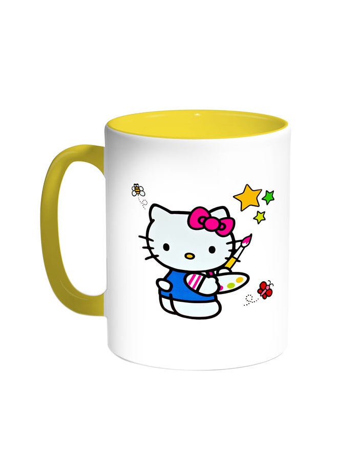 ديكالاك قدح قهوة - هالو كيتي أصفر/ابيض
