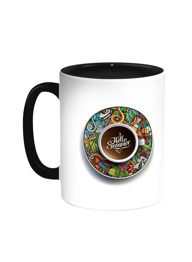 Decalac Hello Summer Printed Coffee Mug Black/White