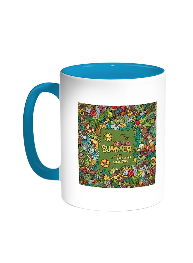 Decalac Hello Summer Printed Coffee Mug Turquoise/White