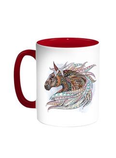 Decalac Horse Drawing Printed Coffee Mug Red/White 