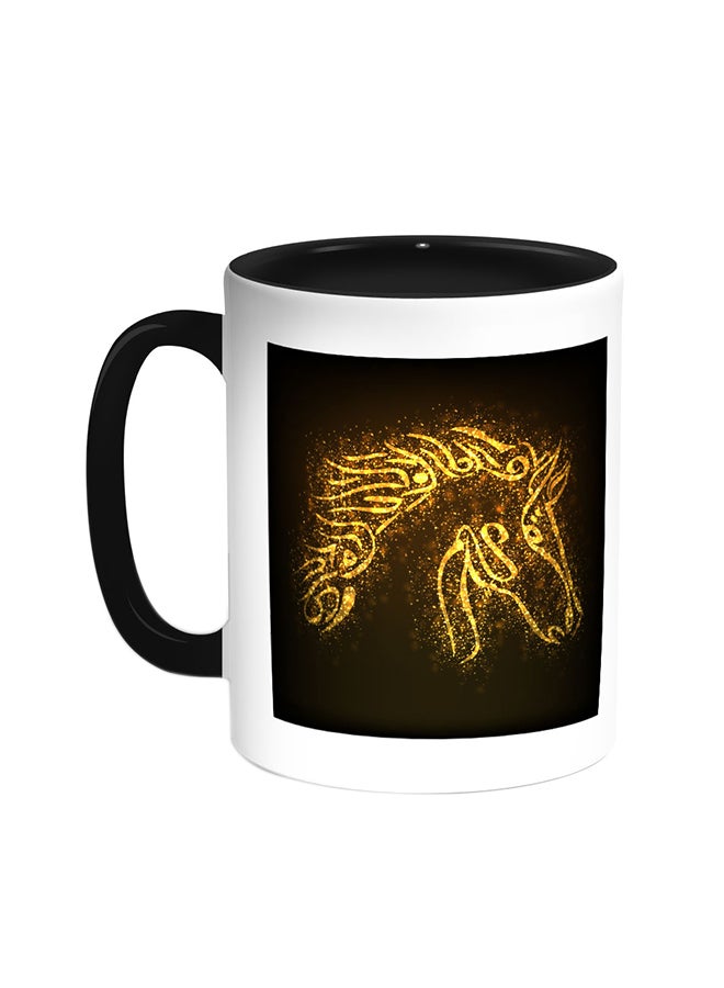 Decalac Horse Shape Printed Coffee Mug Black/White
