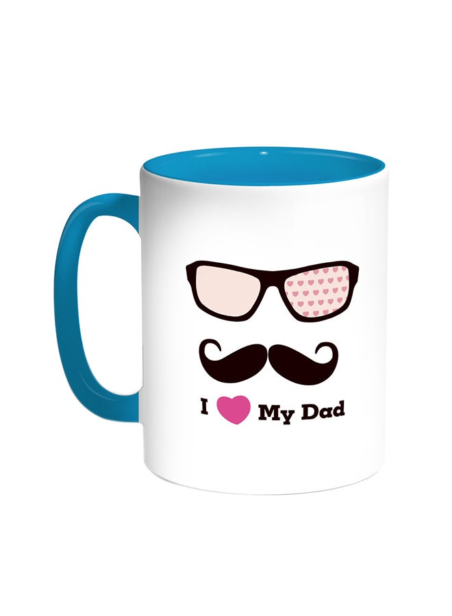 قدح قهوة - أي لوف ماي داد تركواز/أبيض