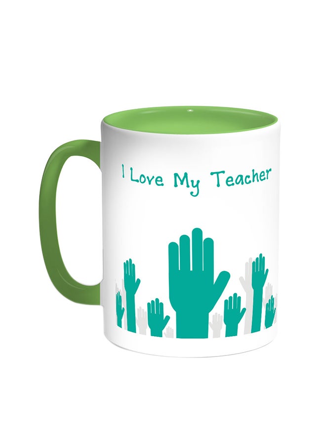 ديكالاك قدح قهوة - أي لوف ماي تيتشر أخضر/أبيض