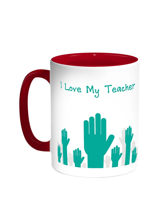 ديكالاك قدح قهوة - أي لوف ماي تيتشر أحمر/أبيض