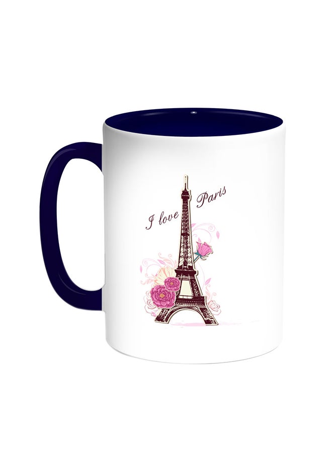 Decalac I Love Paris Printed Coffee Mug Blue/White