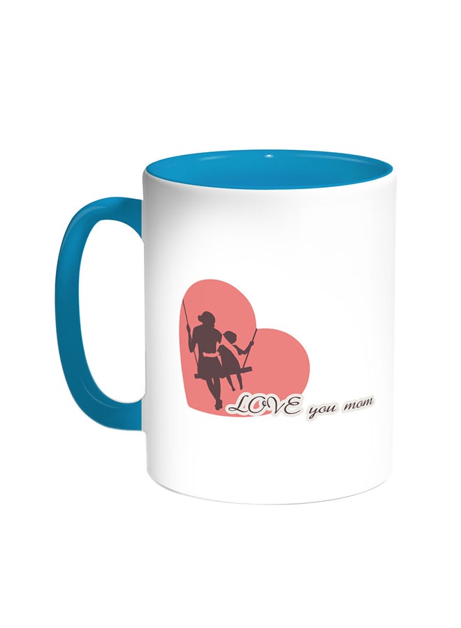 ديكالاك قدح قهوة - أي لوف يو مام تركواز/أبيض