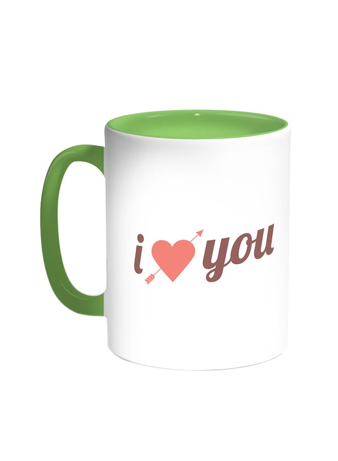 Decalac I Love You Printed Coffee Mug Green/White 