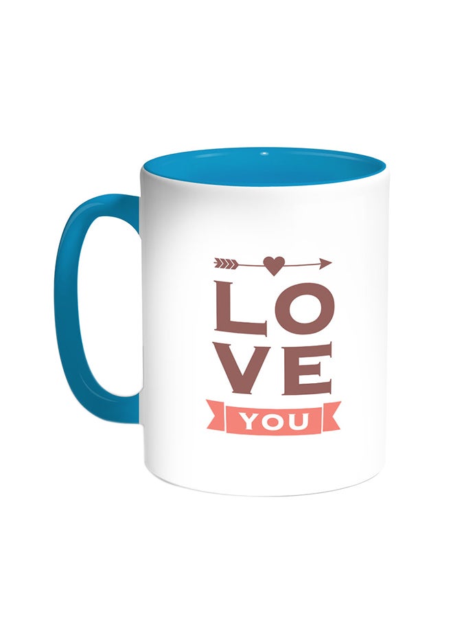 Decalac I Love You Printed Coffee Mug Turquoise/White