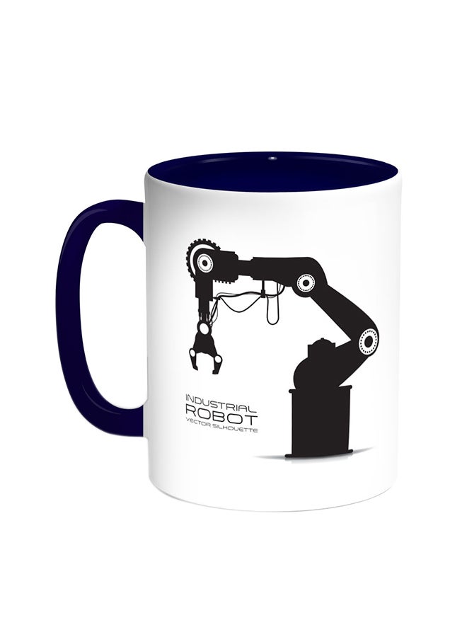 Decalac Industrial Robot Printed Coffee Mug Blue/White 