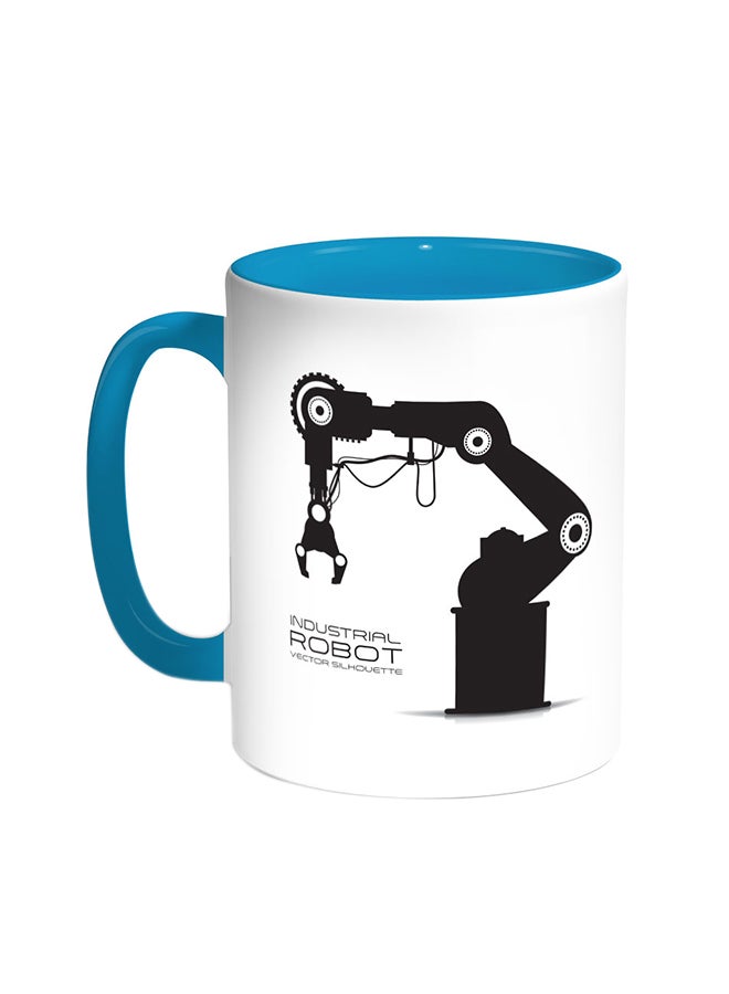 Decalac Industrial Robot Printed Coffee Mug Turquoise/White 