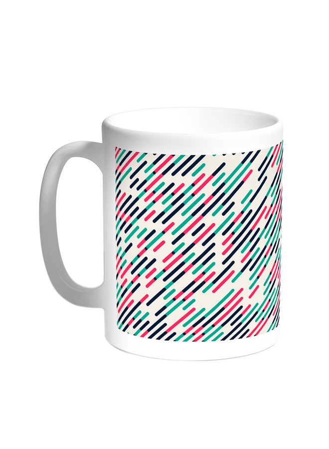 Decalac Intermittent Slanting Lines Printed Coffee Mug White