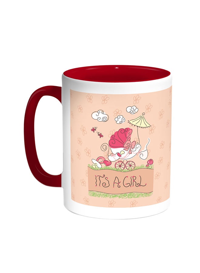 Decalac Its A Girl Printed Coffee Mug Red/White