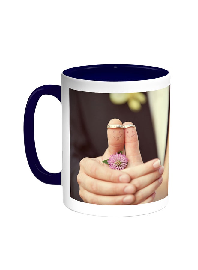 ديكالاك قدح قهوة مطبوع بعبارة "Joy Of Bride " أزرق/ أبيض 355ملليلتر