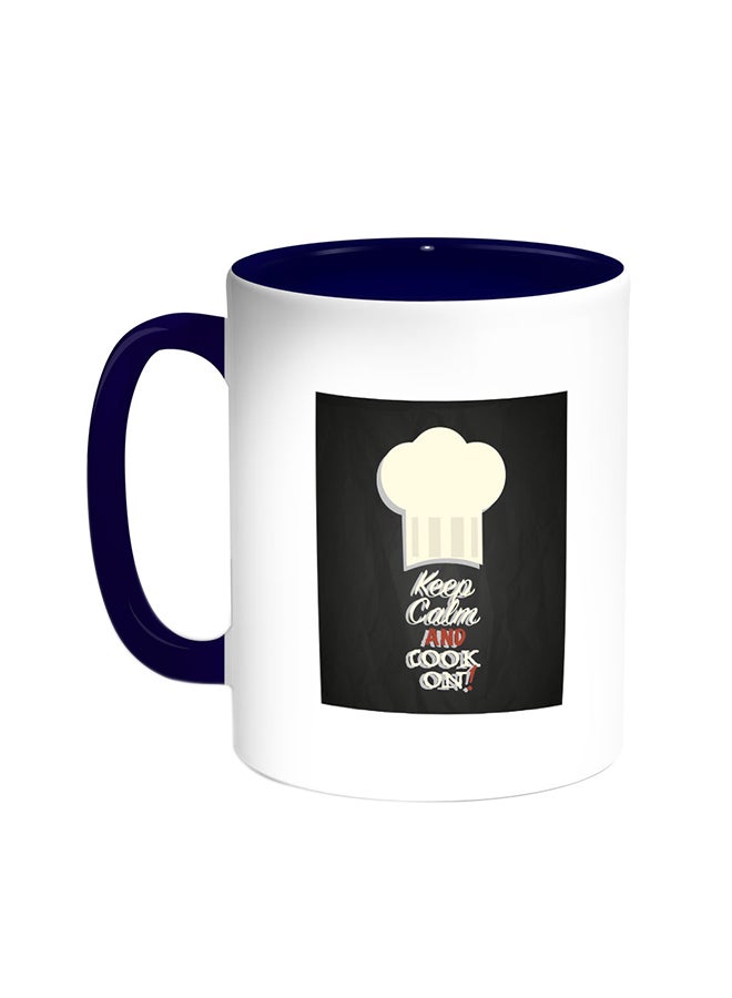 Keep Calm And Cook On Printed Coffee Mug Blue/White