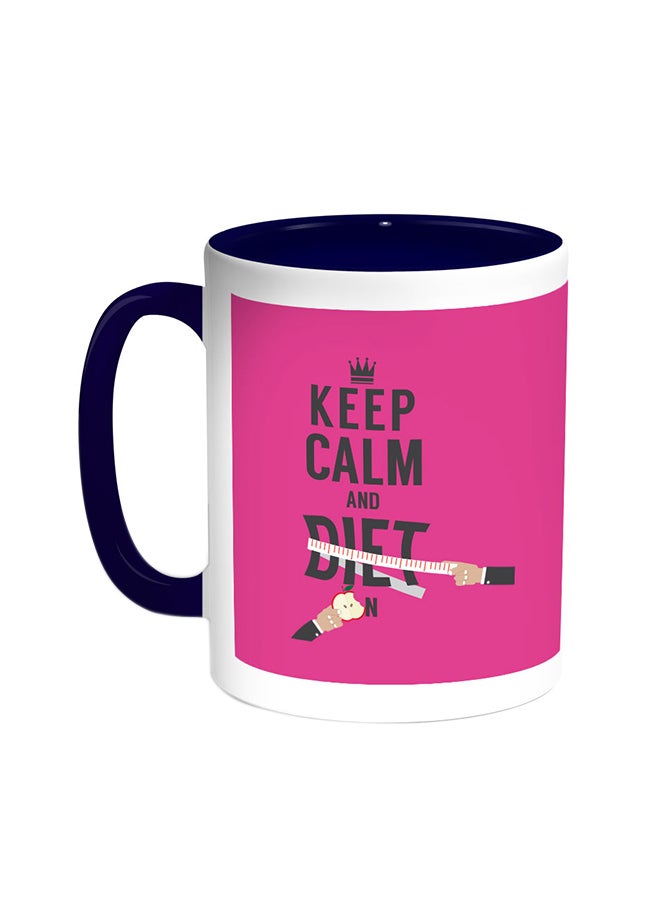 Decalac Keep Calm And Diet Printed Coffee Mug Blue/White