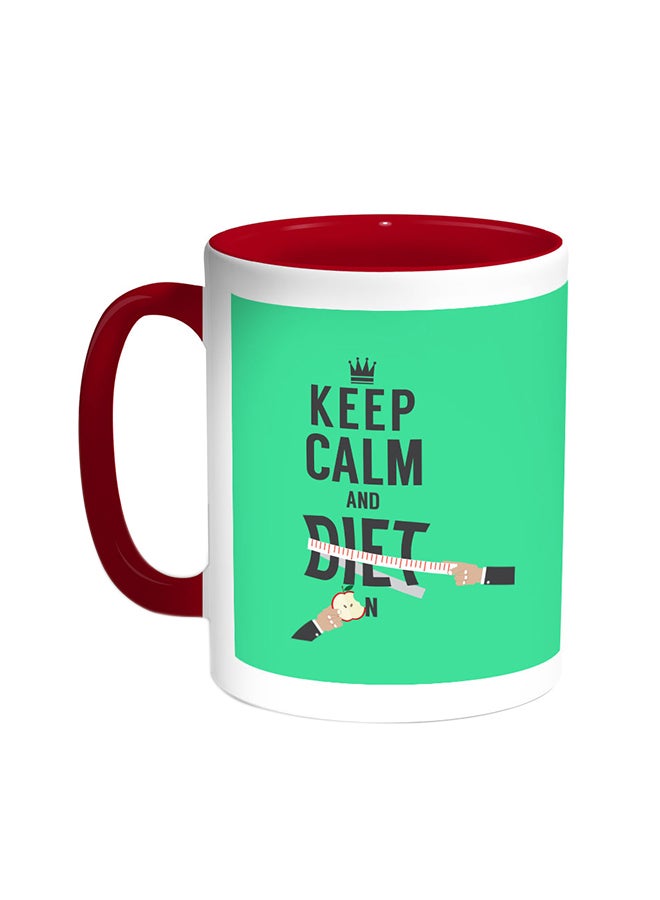 Decalac Keep Calm And Diet Printed Coffee Mug Red/White