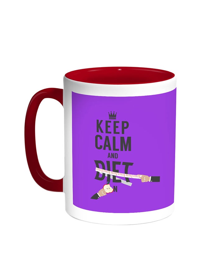 Decalac Keep Calm And Diet Printed Coffee Mug Red/White