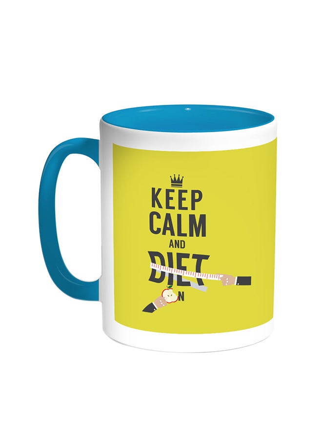 Decalac Keep Calm And Diet Printed Coffee Mug Turquoise/White