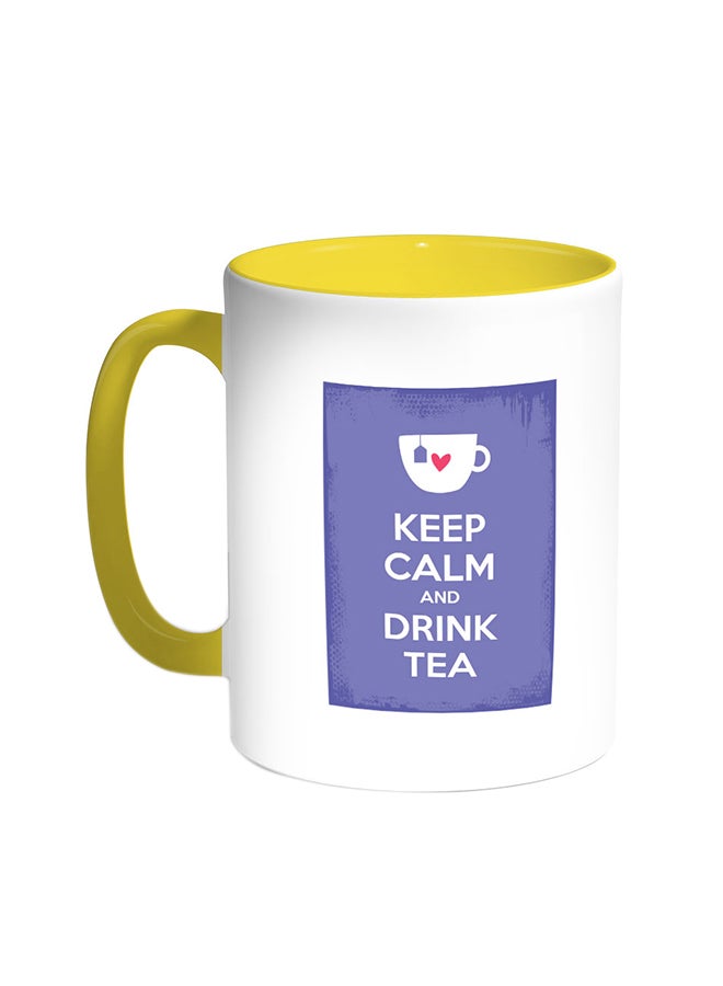 Decalac Keep Calm And Drink Tea Printed Coffee Mug Yellow/White