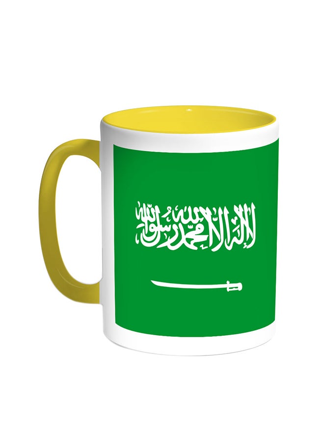 Decalac Kingdom Of Saudi Arabia Printed Coffee Mug Yellow/White
