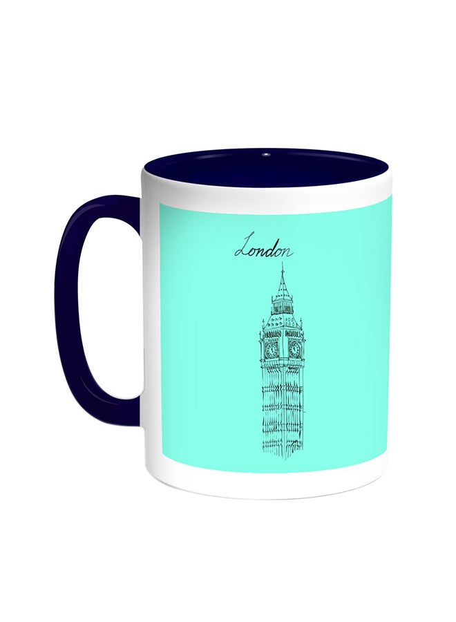 Decalac Landmarks - Big Ben Clock Printed Coffee Mug Blue/White