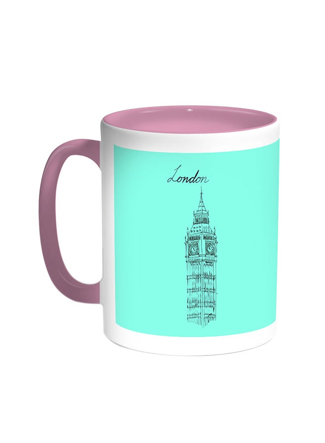 قدح قهوة بصور المعالم - ساعة بج بن وردي/أبيض