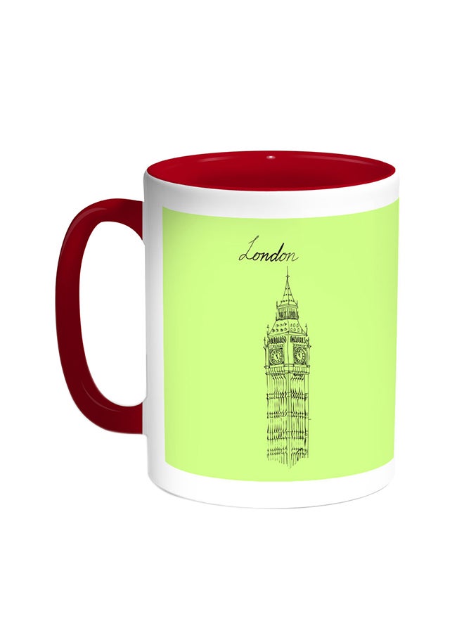 Decalac Landmarks - Big Ben Clock Printed Coffee Mug Red/White