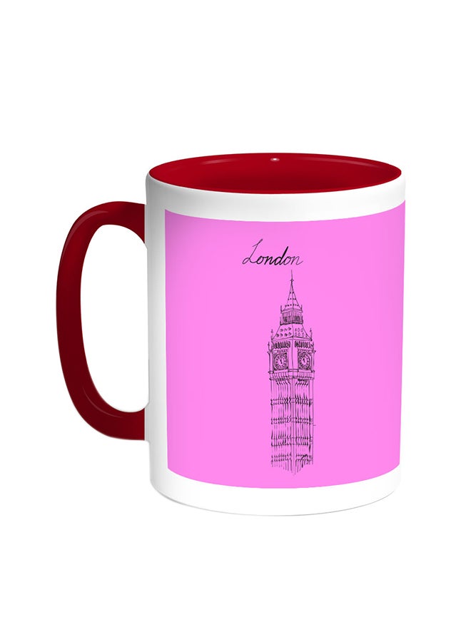 Decalac Landmarks - Big Ben Clock Printed Coffee Mug Red/White
