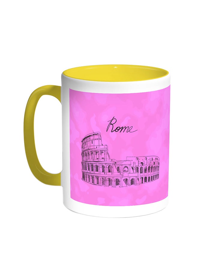 قدح قهوة بصور المعالم- الكولوسيوم أصفر/ابيض