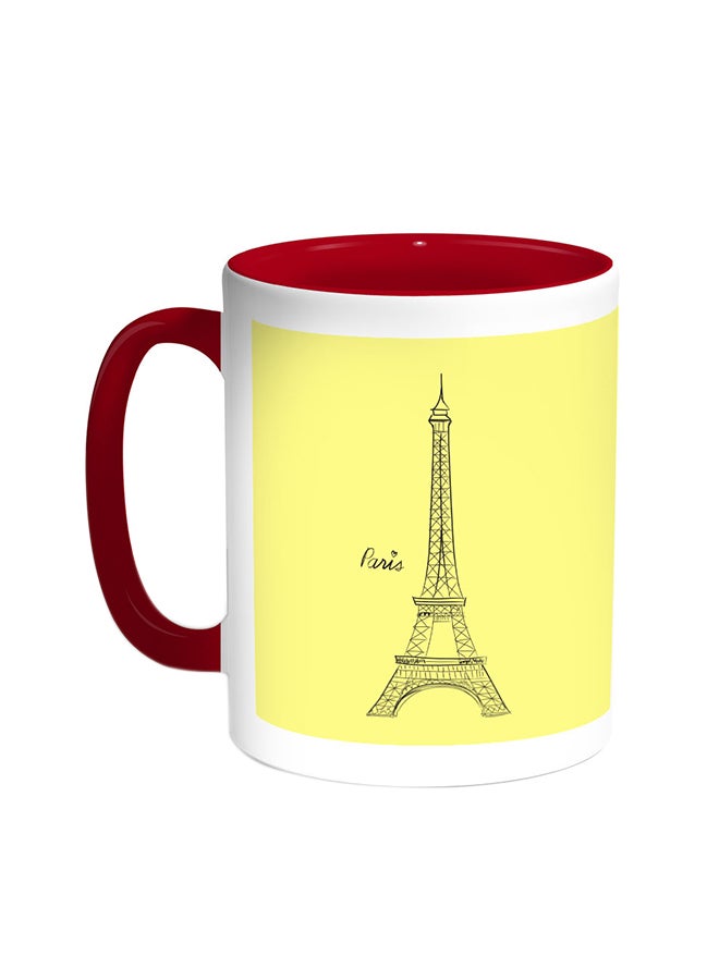 قدح قهوة بصور المعالم - برج إيفل أحمر/أبيض