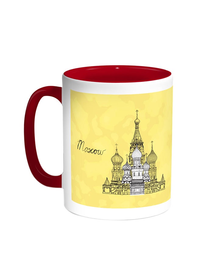 قدح قهوة بصور المعالم- موسكو أحمر/أبيض