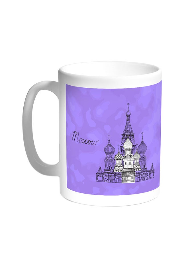 قدح قهوة بصور المعالم- موسكو أبيض