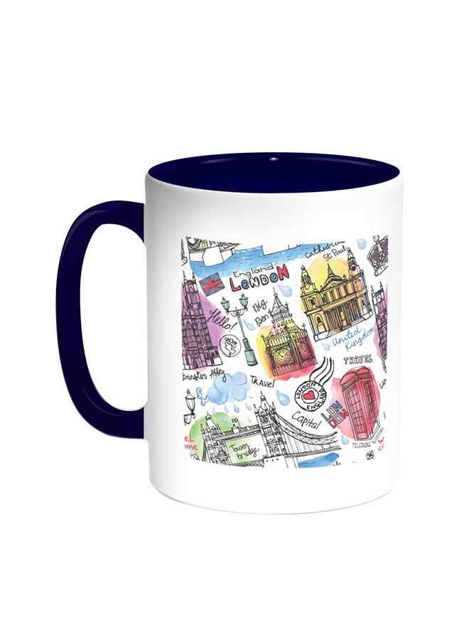 Decalac Landmarks Of London Printed Coffee Mug Blue/White 