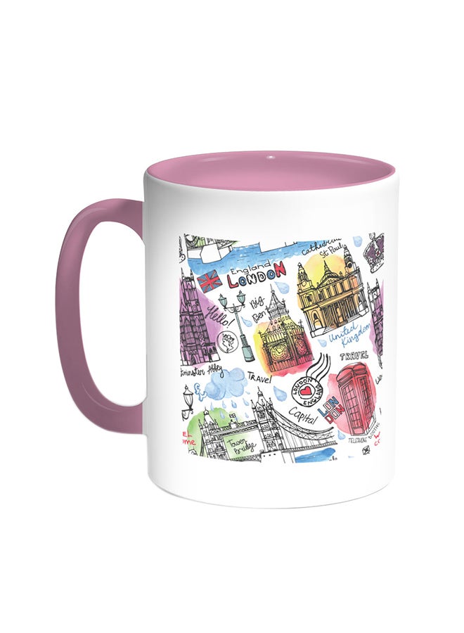Decalac Landmarks Of London Printed Coffee Mug Pink/White 