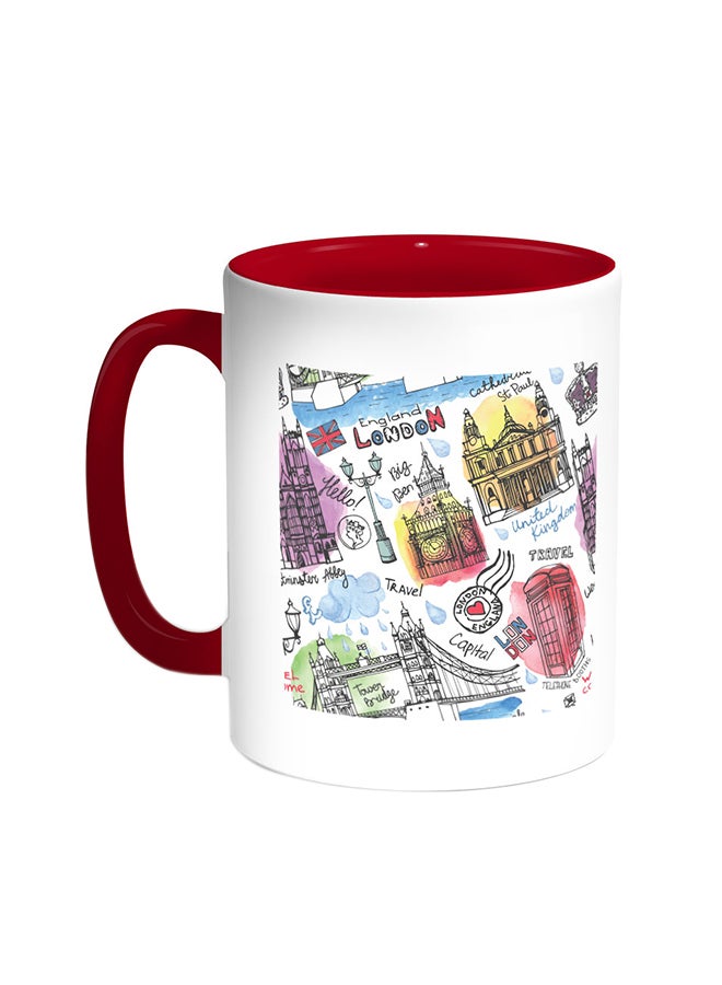 Decalac Landmarks Of London Printed Coffee Mug Red/White 