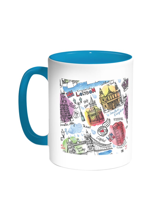 Decalac Landmarks Of London Printed Coffee Mug Turquoise/White 