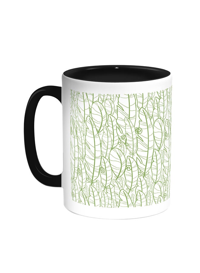 Decalac Leaves Motifs Printed Coffee Mug Black/White